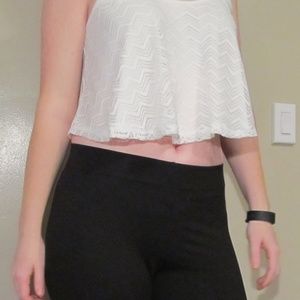 Charlotte Russe White Chevron Crop Top
